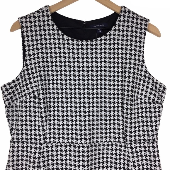 LANDS’ END LIGHTHOUSE Dress Houndstooth Sleeveless Fitted Petite Plus 14P NWT - Picture 2 of 13